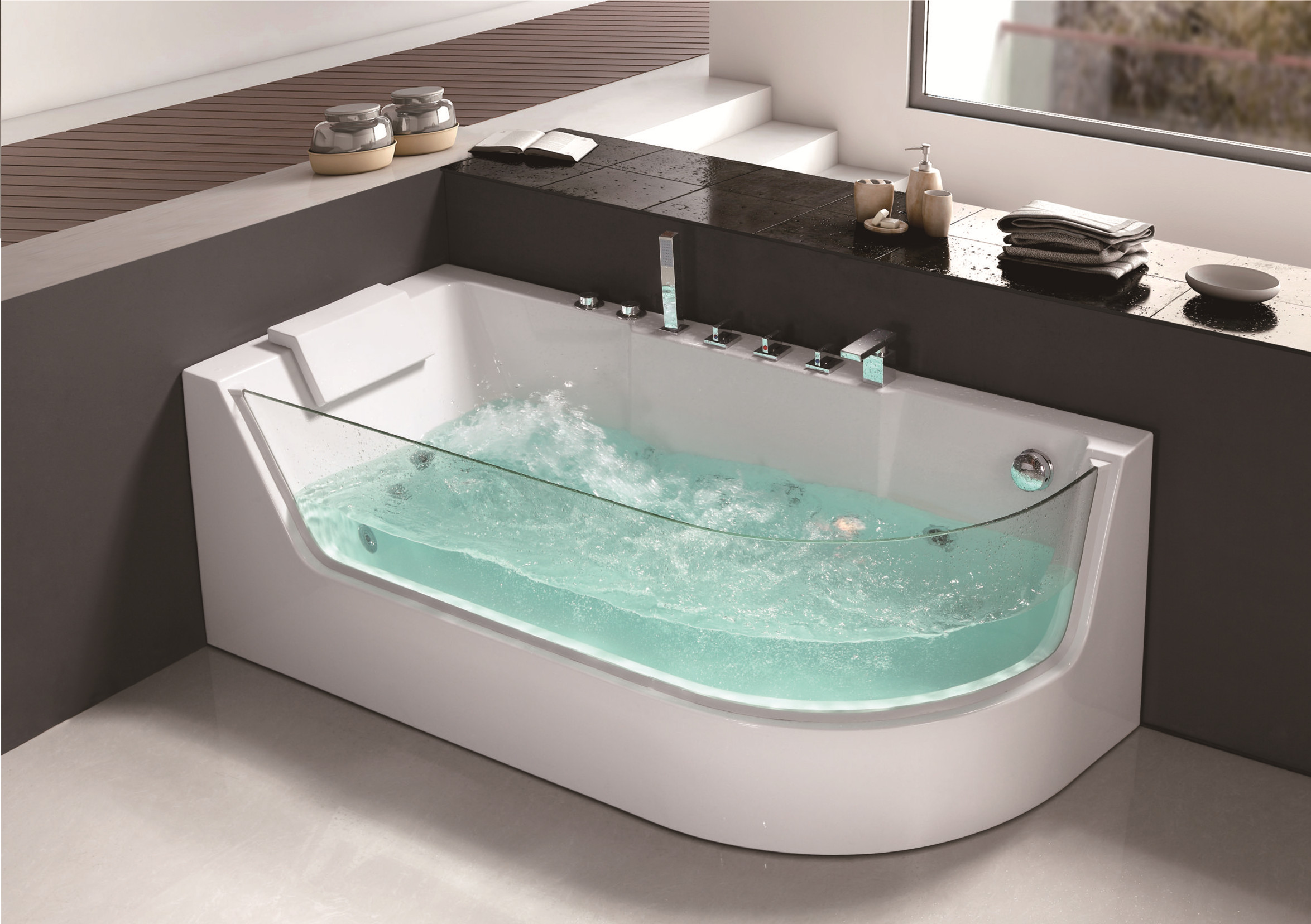 C-402 C-C-3132 (R) Rokna tal-massaġġi ta 'l-idromassaġġ ta' Jetted Ħġieġ akriliku Disinn sempliċi Moderna Bathtub Tub b'Ryż Price.jpg