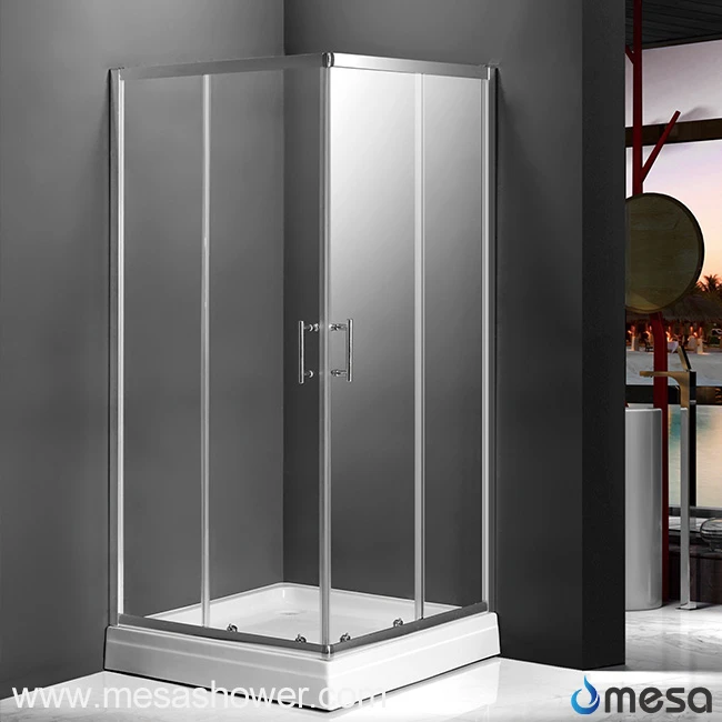 Hot Corner Glass Shower Stall ta 'Bieb li jiżżerżaq b'qafas sħiħ