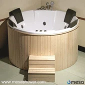 Barra Bieb It-Tonda tal-banju ta 'l-akrilik li jmur lil hinn b'madwar injam imdawwar