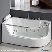 Corner Rectangular Round Kawża akrilika Massage tal-whirlpool Jetted Hot Sale Tub Banju bathtub bil-Pillow