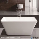 Banju akriliku li jmur waħdu 59 "W White / Rettangolu Overflow