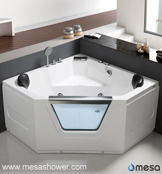 Tieqa tal-ħġieġ tal-kantuniera ta 'żewġ persuni banju whirlpool massage tub