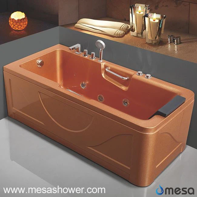 2017 Ilma New Rettangulari ta 'lussu Golden Whirlpool Hydro Massage Bath Akriliku bi 3 Fakultattivi tad-Daqs